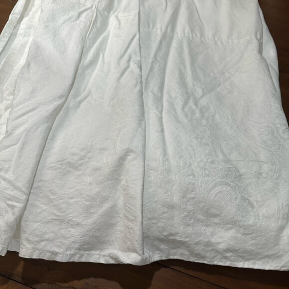 Ralph Lauren White Sateen Damask Bed Skirt King Size Luxury Bedding Dust Ruffle - Picture 2 of 8